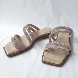 Vince Camuto▪️Peomi Crystal Sparkly Strap Sandal Slide in Tortilla